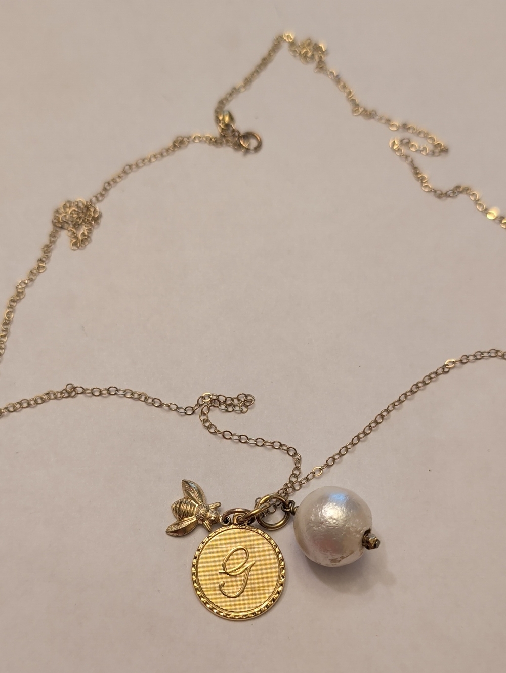 Gold Initial 'G' Pendant Necklace with 14k Gold Plated Chain
